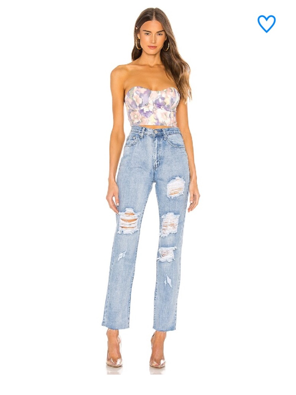Revolve Strapless Floral Bustier Top - Lavender Pink - Picture 6 of 10